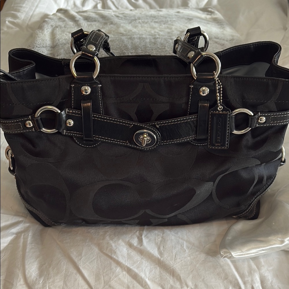 Coach Black Signature Tote Bag with protection bag
